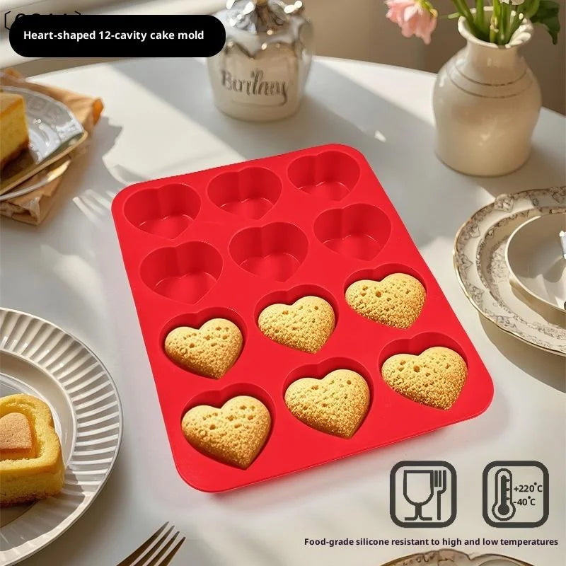 Heart Shaped Chocolate Silicone Baking Molds French Dessert Mousse Qme