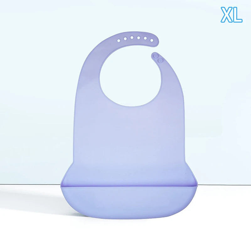Silicone Bib Protector Waterproof Adult Mealtime Anti-oil Disability Qme XL Purple