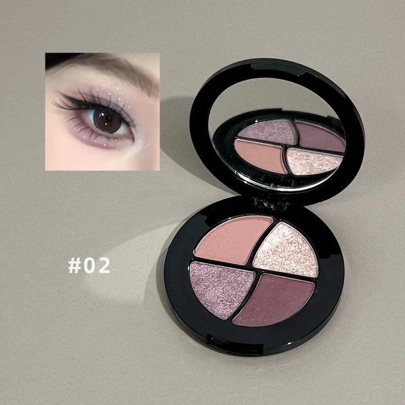 ART VALUE 4 Colors In 1 Eyeshadow Palette Glitter Pearlescent Matte Eye Shadow Shimmer Makeup Highlighter Contouring Eyeshadow Qme