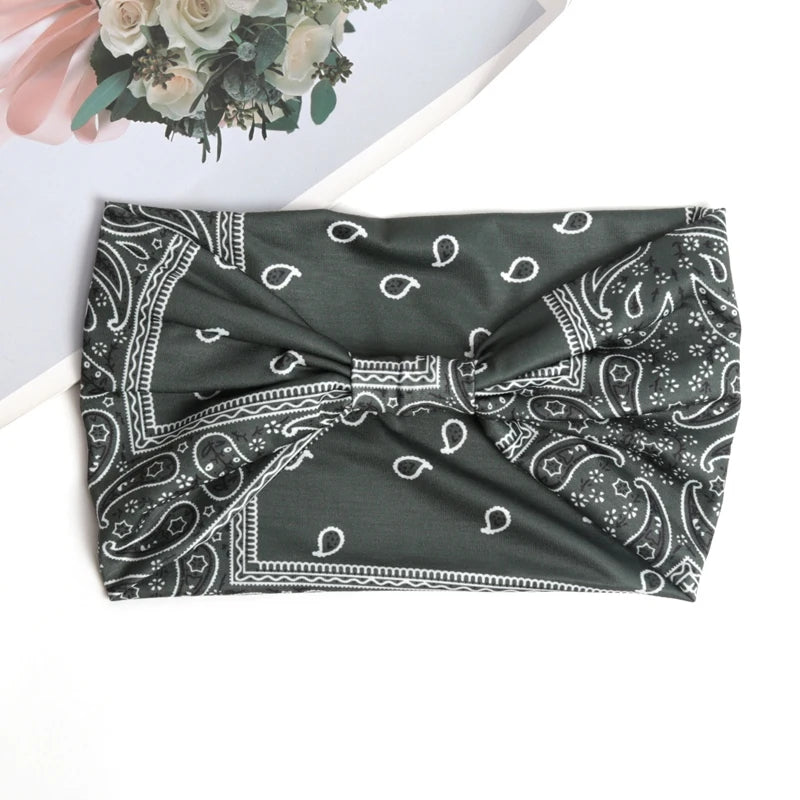 Bohemian Wide Headbands Trendy Yoga Motion Hairpie Sweat-absorbing Qme army green