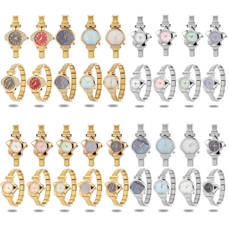 1PC Fashion Stainless Steel Ocean Series Seashell Starfish Watch Bracelet Bangle for Friend Birthday Men's Women's DIY Jewelrys Qme