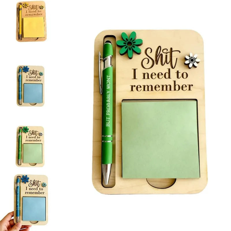 Creative Wooden Sticky Note Clip Holiday Tags Durable Desk Organizer Qme green