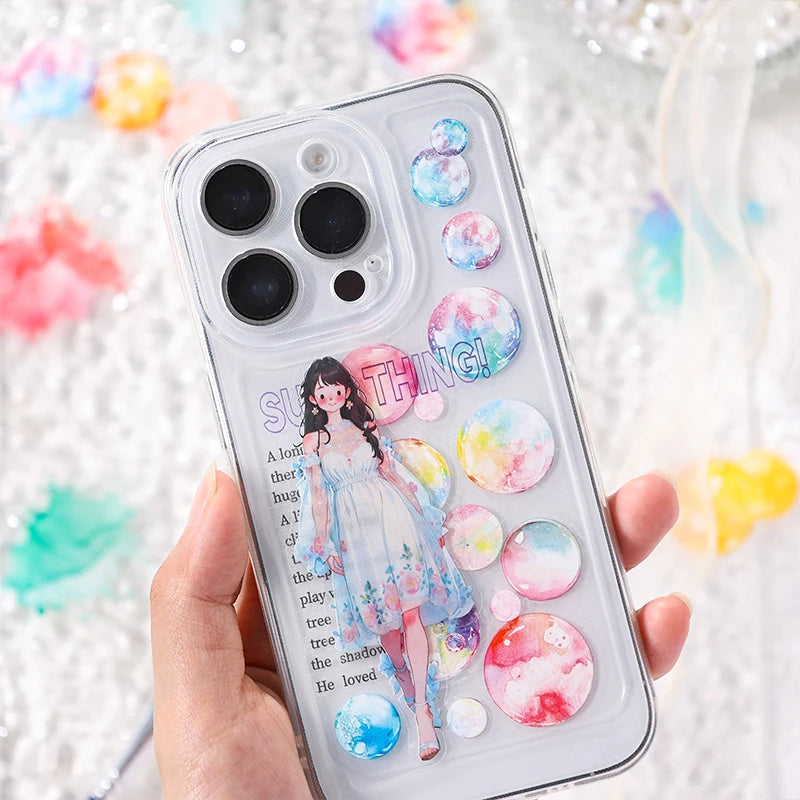 4 pcs Kawaii Stationery Sticker Bubble Sticker for Scrapbooking Supplies Junk Journal Materials DIY Collage Decorative Stickers Qme