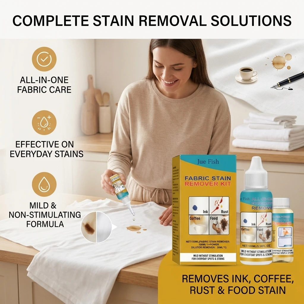 Fabric Stain Removing Kit Dissolves Stubborn Oil Stains Quick-Drying Long-Lasting Protection Gentle Formula Clothes Spot Cleaner Qme