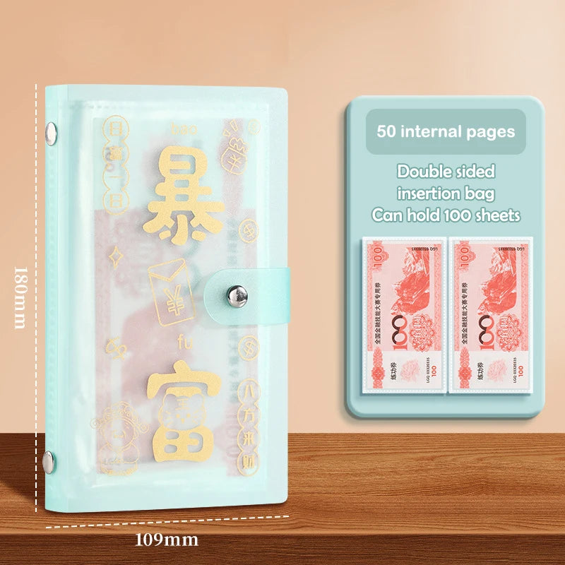 Saving 100 Envelopes Money Challenge Notebook Savings Binder Reusable Qme Green