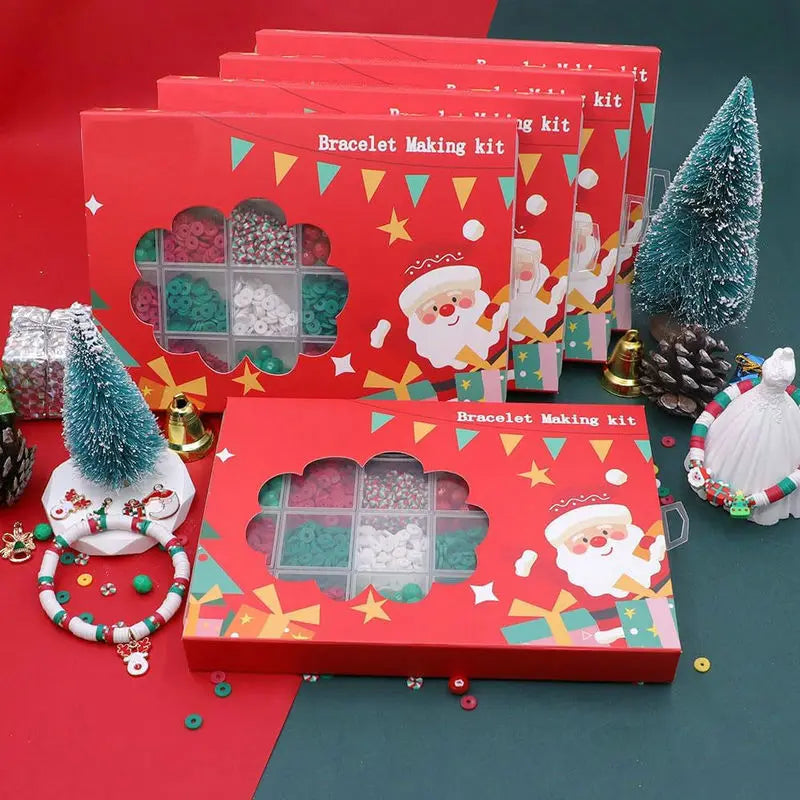 Christmas Bracelet Making Kit Friendship Beads Clay Beads Jewelry&Bracelet Making Kit Charm Bracelet Maker Set Christmas Gift Qme