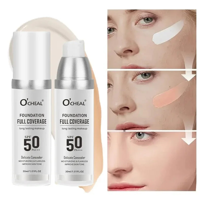 Color Changing Foundation Makeup Concealer Long Lasting Moisturizing Nourishing Oil-Control Skin Face Base Cosmetics Qme