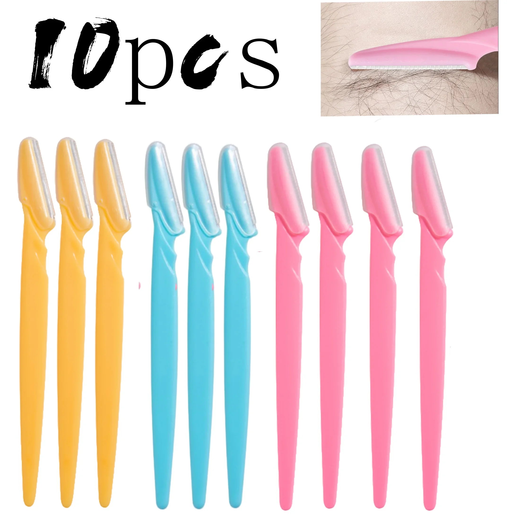 30/10Pcs Bottle Eyebrow Razors With Container Facial Eye Brow Trimmer In Case Hair Removal Shaver Safe Blades Trimming Tools Qme 10pcs Mixed Opp bag