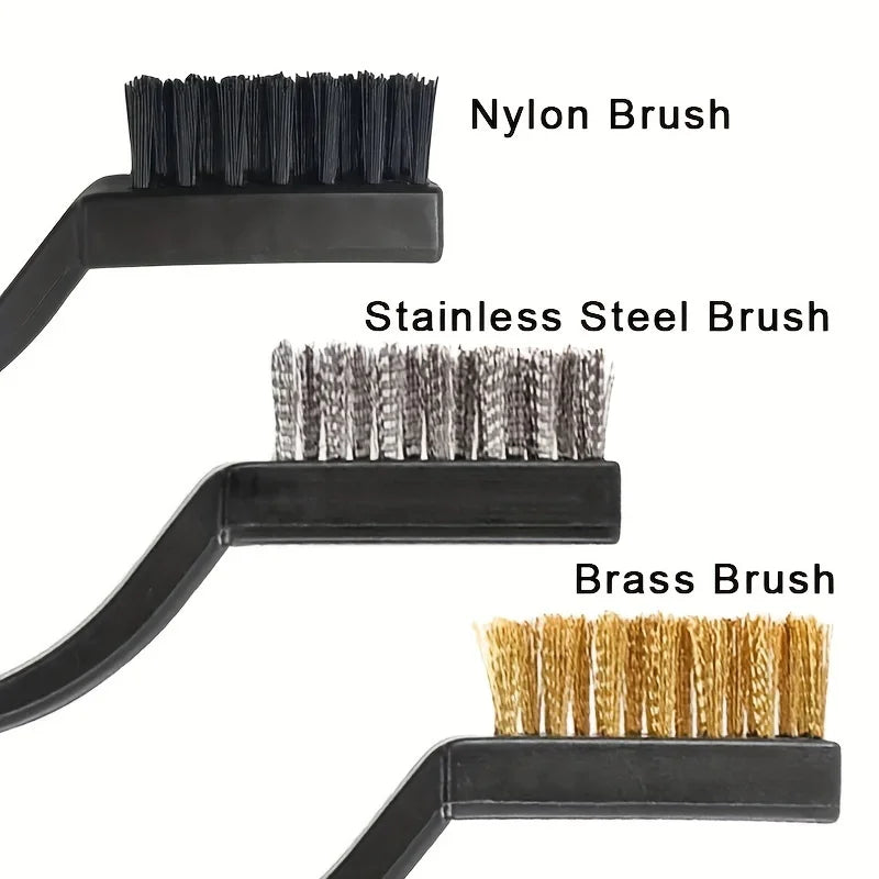 A 15-piece wire brush set (stainless steel + brass + nylon) curved brush set for cleaning, welding slag and rust removal Qme
