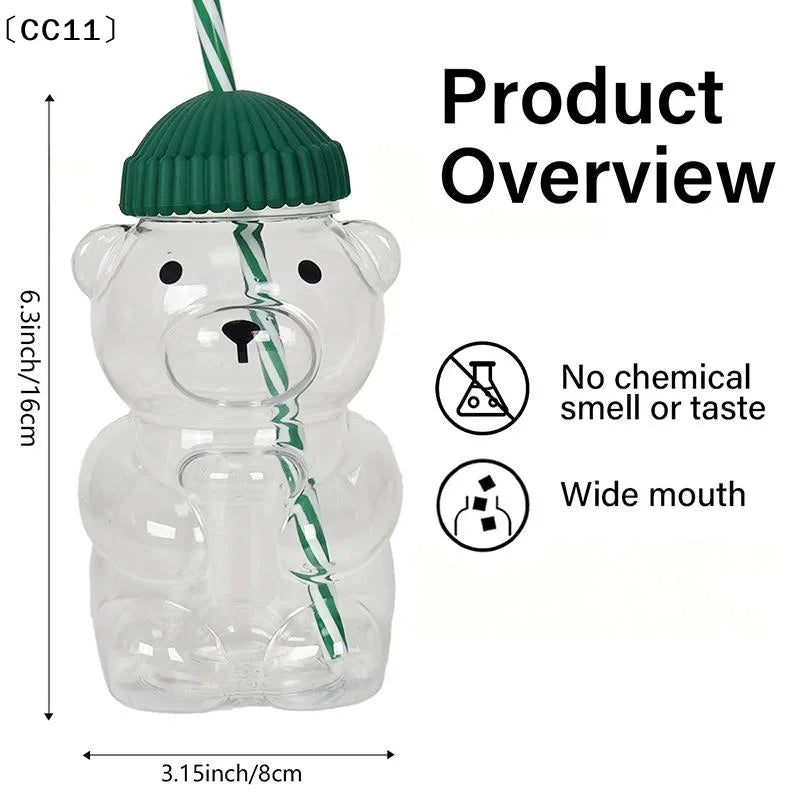 Glass Bear Cup Straw Lid Suitable All Beverages Can Be Used Microwave Qme