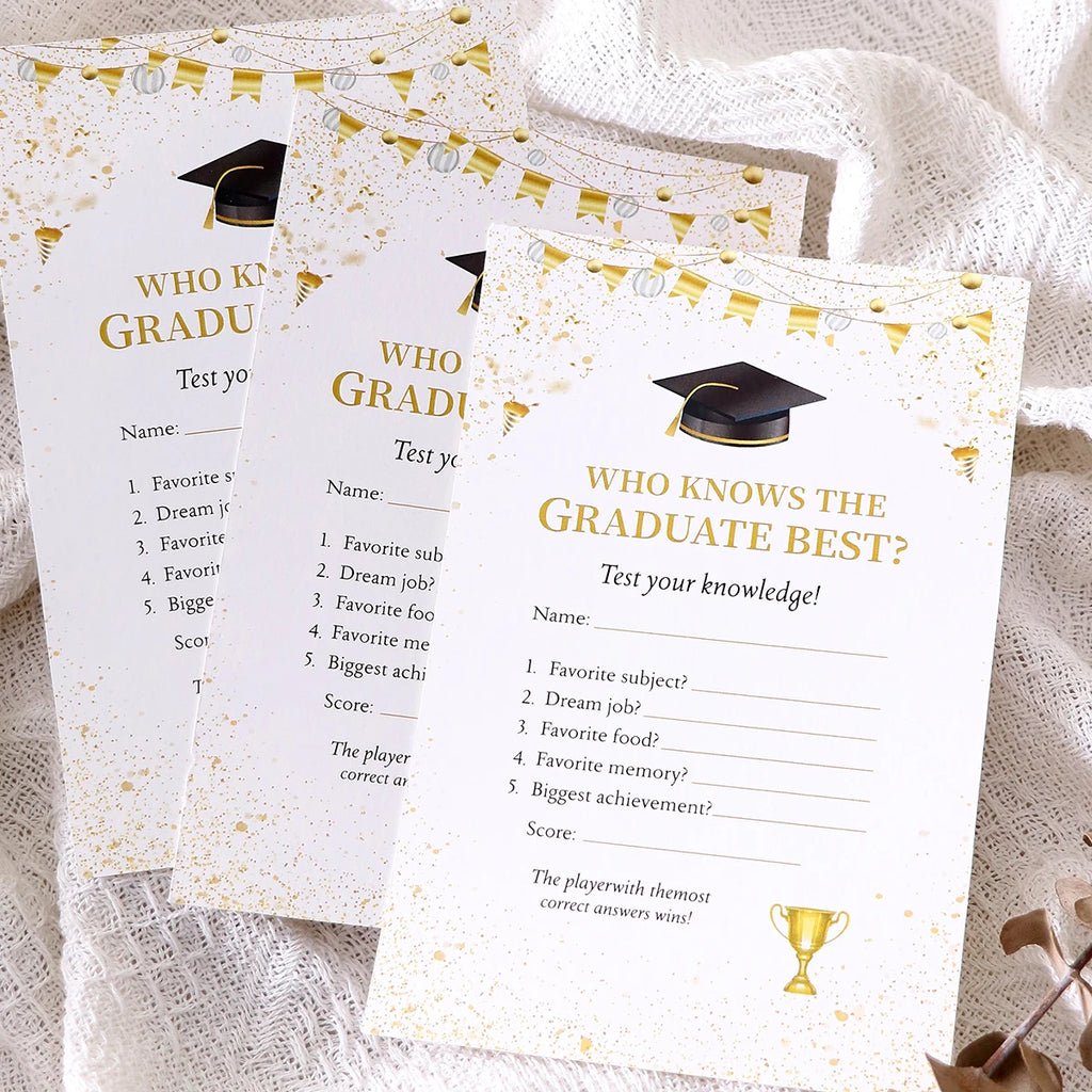 10/20/30Pcs Graduation Bunting, Hats, Trophies Style Games Card Tabletop Game for Students Grad Celebration Supplies Qme