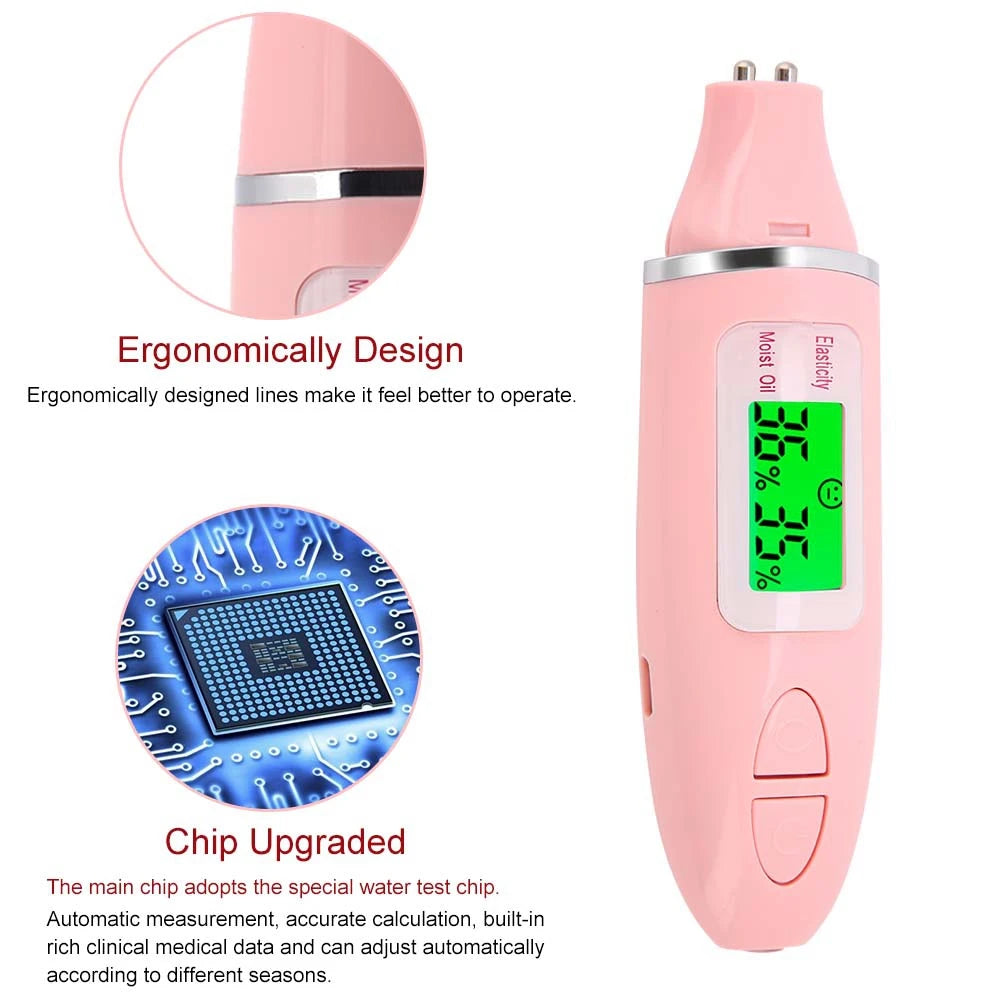 Portable Digital LCD Display Precision Skin Sensor Tester Face Moisture Water Oil Analyzer Moisture Meter Qme