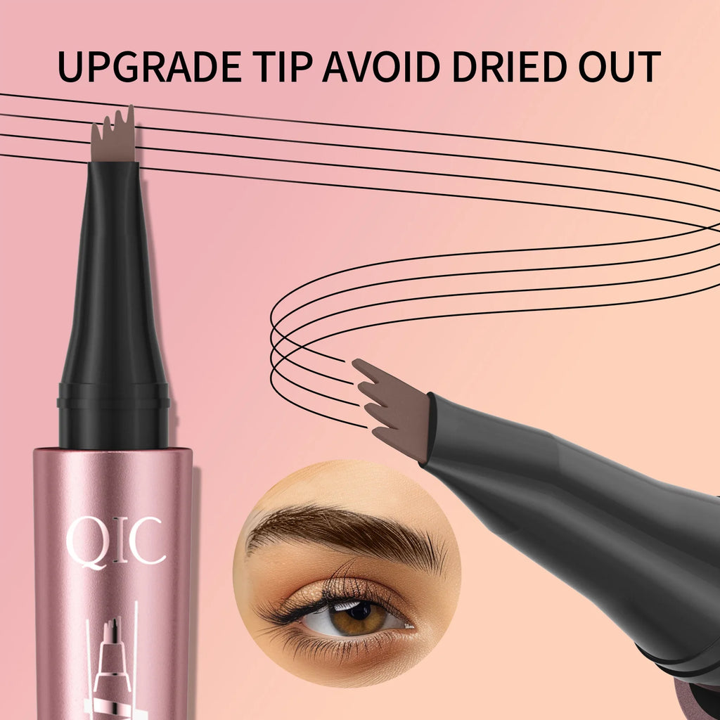 4 Fork Tip Eyebrow Pencil 3D Microblading Waterproof Dark Brown Natural Colour Fine Stroke Magic Eyebrow Pencil 2024 New Ladies Qme