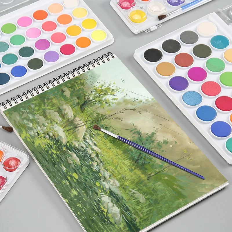 12/16/28/36/48 Colors Portable Solid Watercolor Paint Set Art Supplies for Amateur Hobbyists Painting Lovers Art Drawing Tools Qme