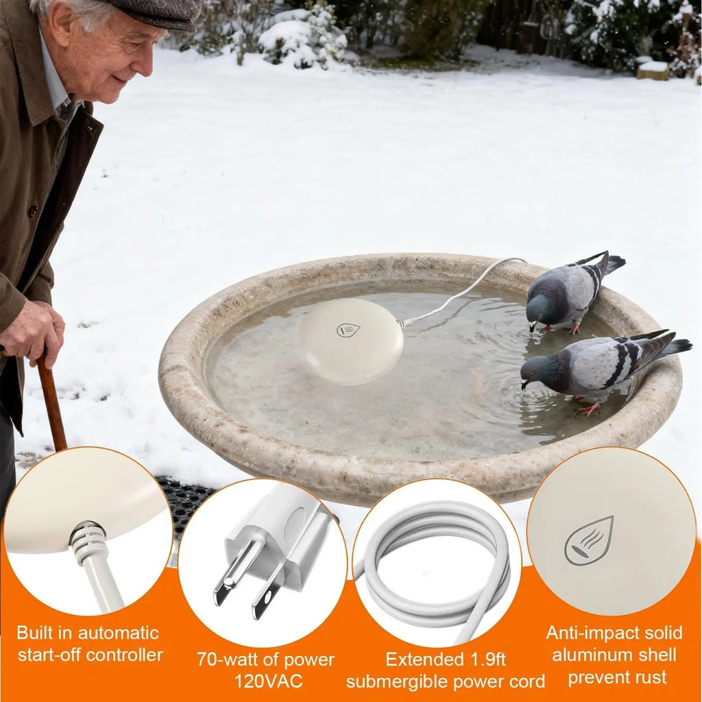 Bird Bath Heater for Outdoors Bird Bath Deicer Poultry Waterer Deicer for Winter Pond Fountain Garden Lawn Patio Backyard Qme