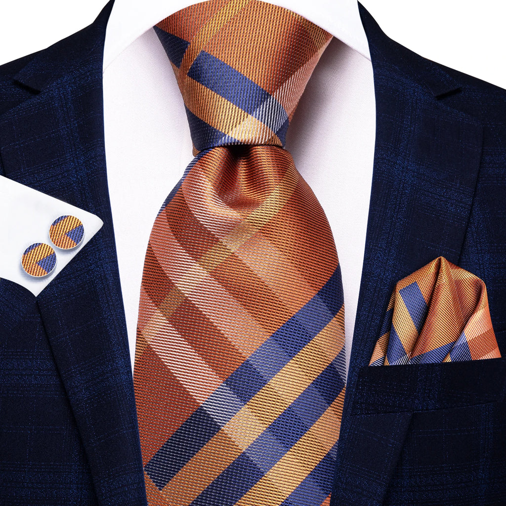 Hi-tie Formal Striped Men's Elegant Tie Handkerchief Cufflinks Qme 4004-3453