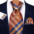 Hi-tie Formal Striped Men's Elegant Tie Handkerchief Cufflinks Qme 4004-3453
