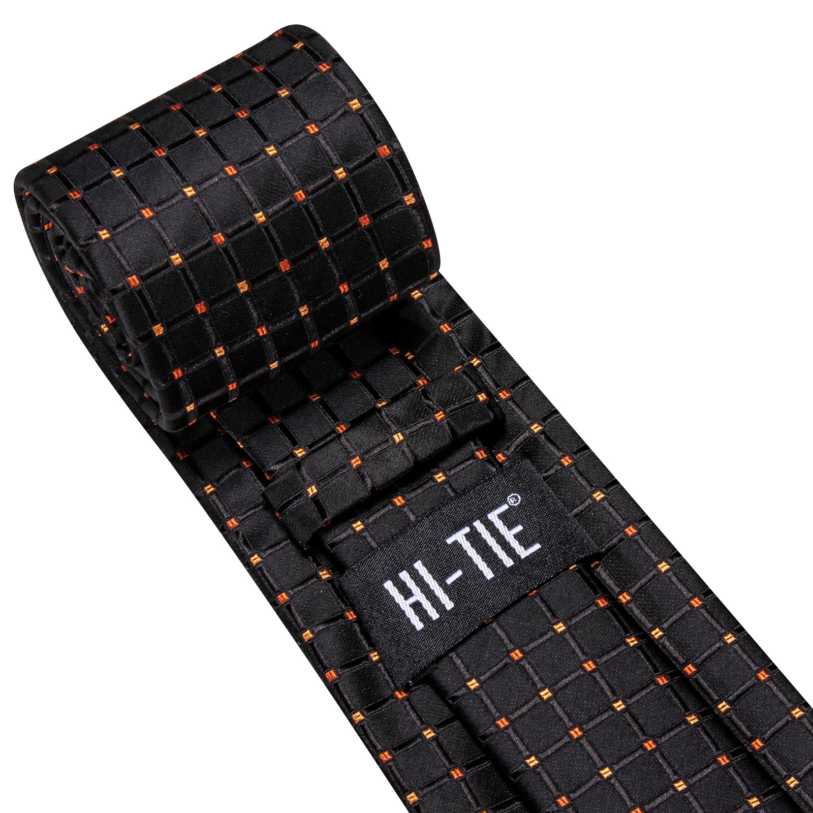 Hi-tie Fashion Black Plaid Dots Men's Elegant Tie Handkerchief Qme