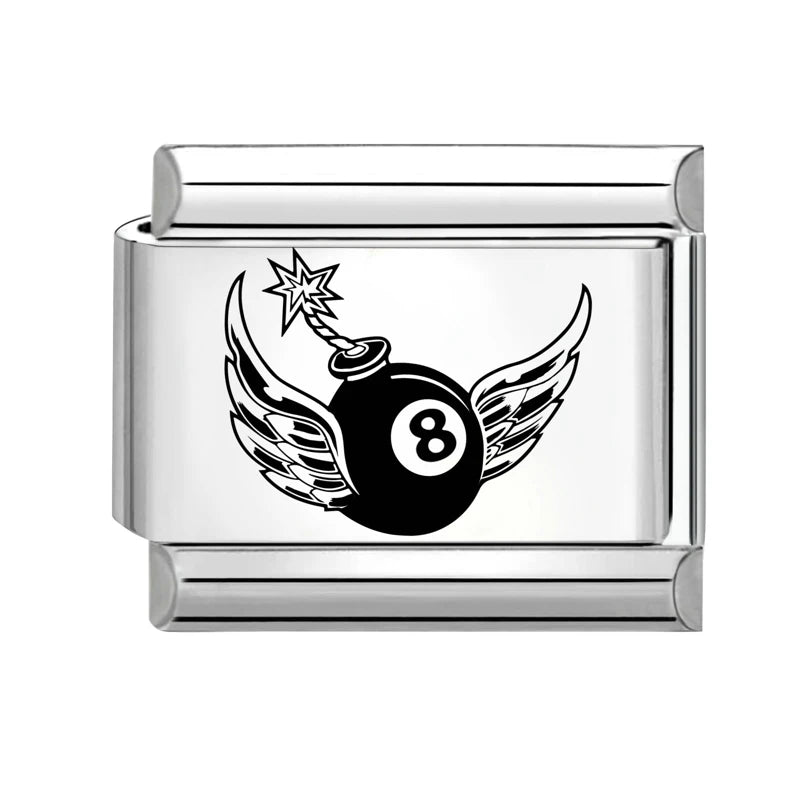 New Fashion Charm Italian Links Fit 9mm Stainless Steel Women Men Jewelry DIY Making Black Heart I Love you You Love Me Bracelet Qme Style 6