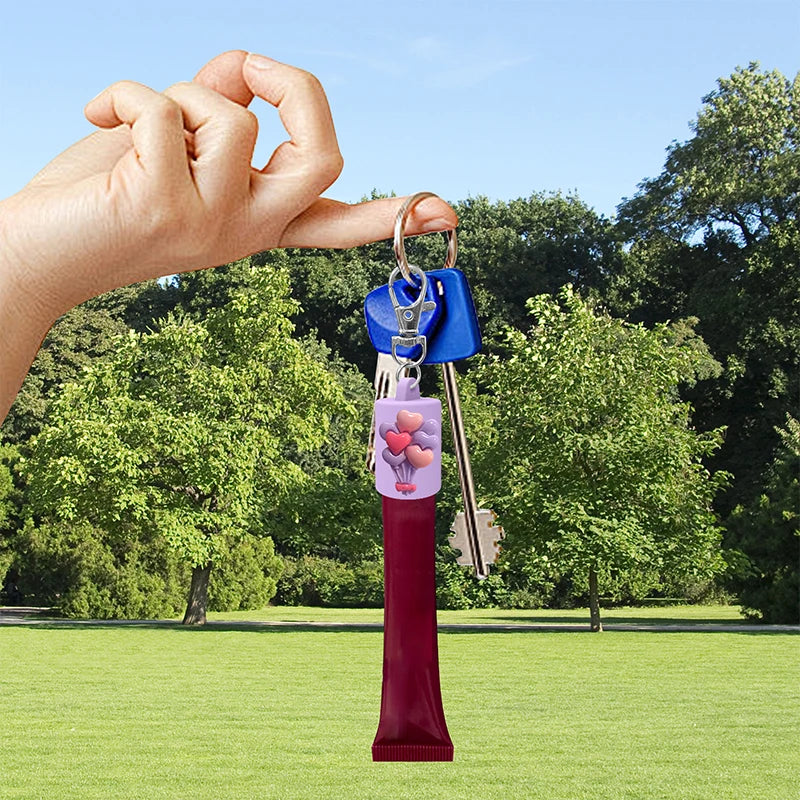 Portable Lipstick Pouch Keychain Balloon-shaped Protective Case Lip Qme