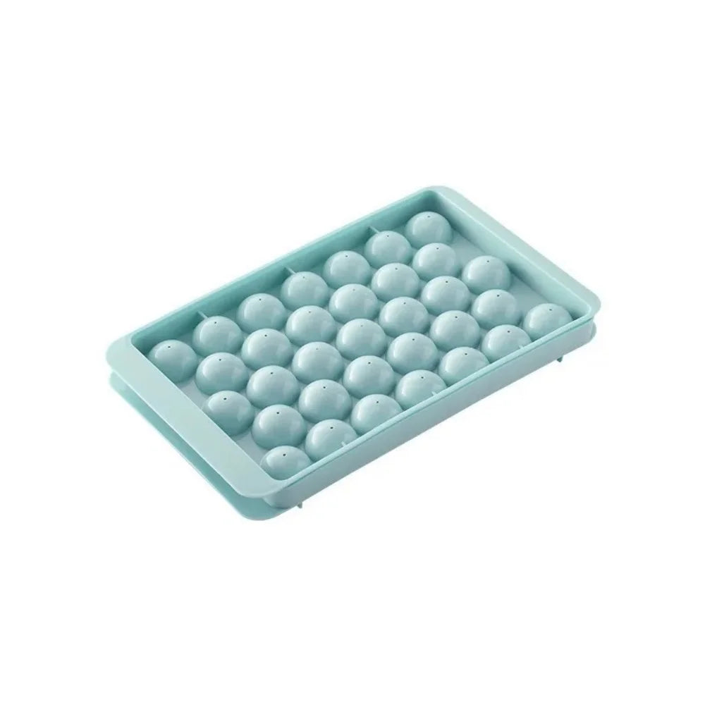 Round Ice Cube Mold Homemade Ice Cube Mold Freezer Ice Ball Maker Mold Ice Cube Maker Tool with Lid Kitchen Tools Accessories Qme Blue