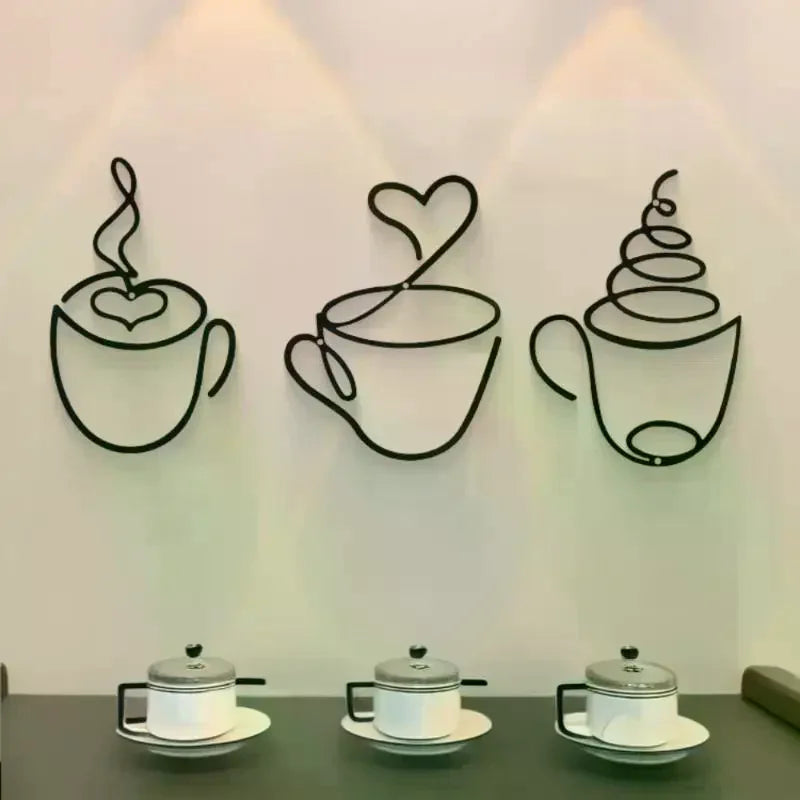 1PC Creative Coffee Wall Hangings Coffee Shop Decorations Interior Wall Decorations Wall Hanging Iron Paintings Qme