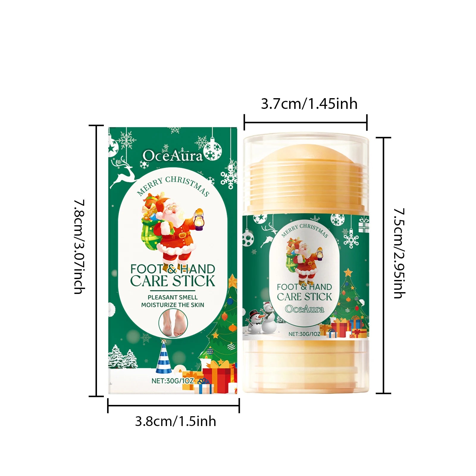 Christmas Urea Hand Foot Care Stick Moisturizing Balm for Dry Cracked Heels Elbows & Knees Gentle Exfoliation Softening Skin Qme 1Pcs-A