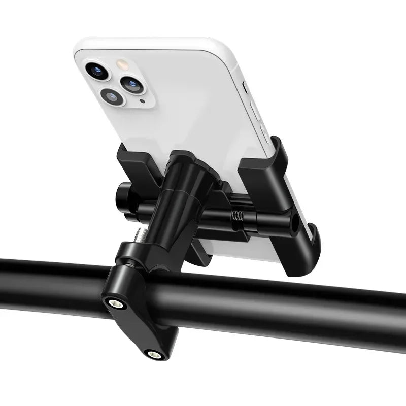Universal Aluminum Alloy 360 Degrees Rotation Phone Support Bracket Stand for Motorcycle Bike, Black/Gold Qme