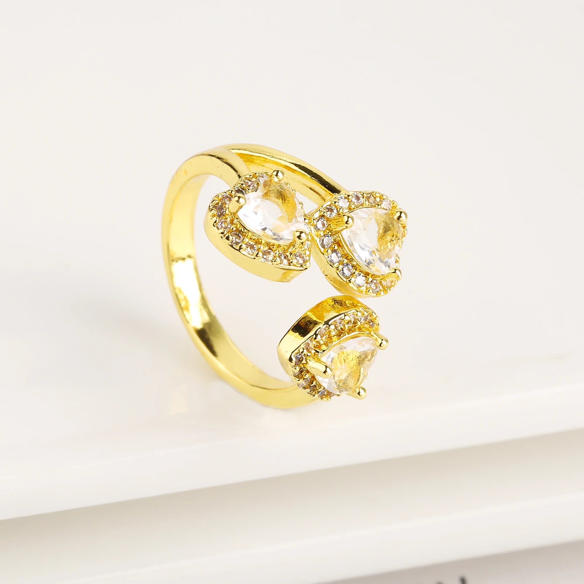 New Design Heart Shape Crystal Zirconia Romantic Open End Ring For Women Lovers Wedding Party Finger Jewelry Accessories Gifts Qme White resizable