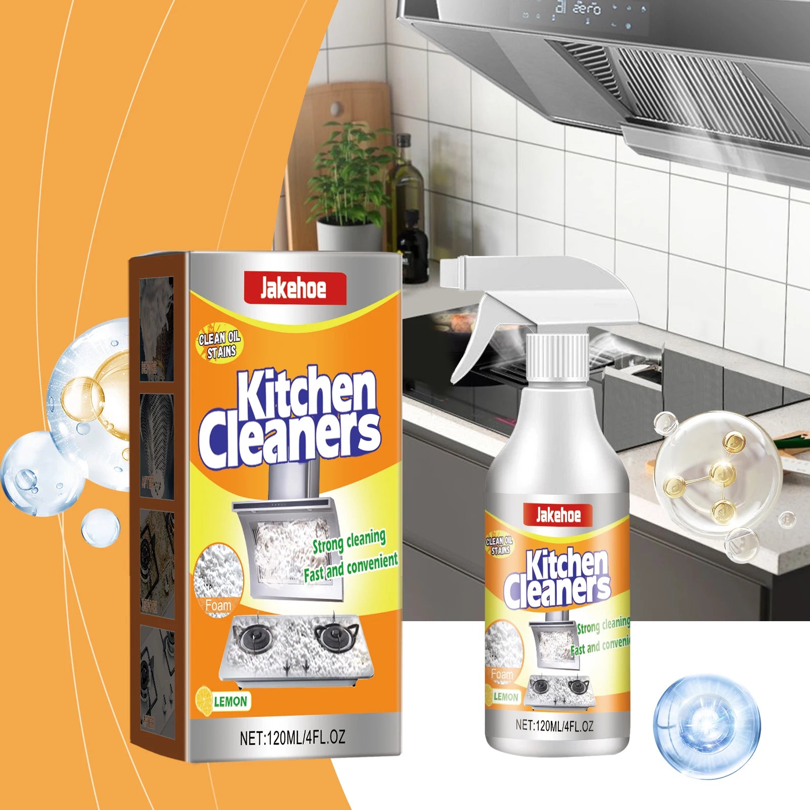 Kitchen Foam Cleaner Powerful Dissolving and Removing Stubborn Oil Stains Cleaning Cooking Utensils Multi-purpose Cleaning Spray Qme