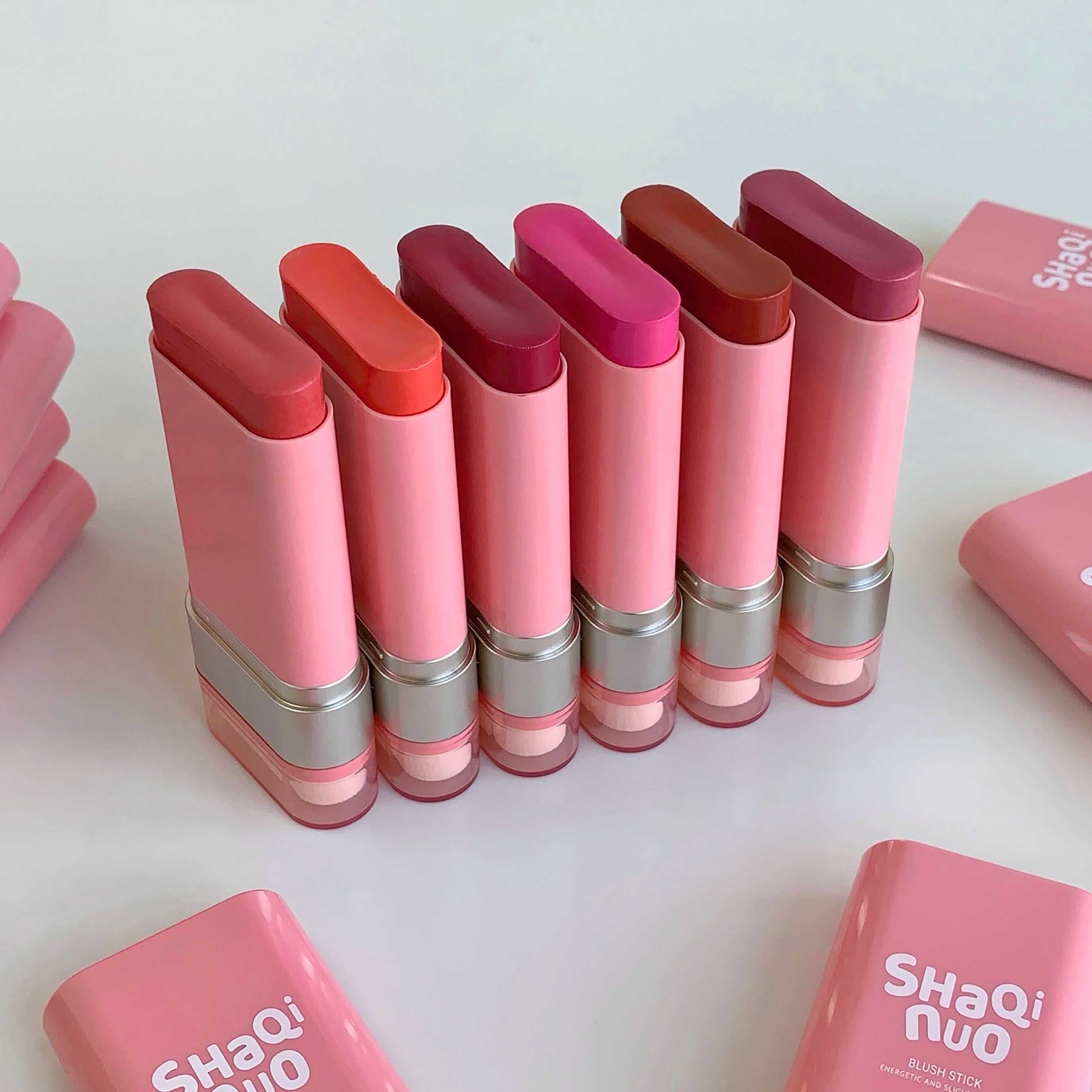 SHAQINUO Large-capacity High Color Rotating Blush Cream Stick 13g Moisturing Natural Long-lasting Waterproof Non-Removing Blush Qme