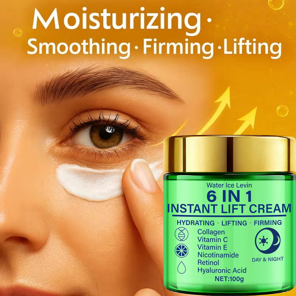 6-in-1 Instant Lift Cream with Collagen & Retinol for Hydrating, Firming & Lifting - Day & Night Face Cream with Vitamins Qme