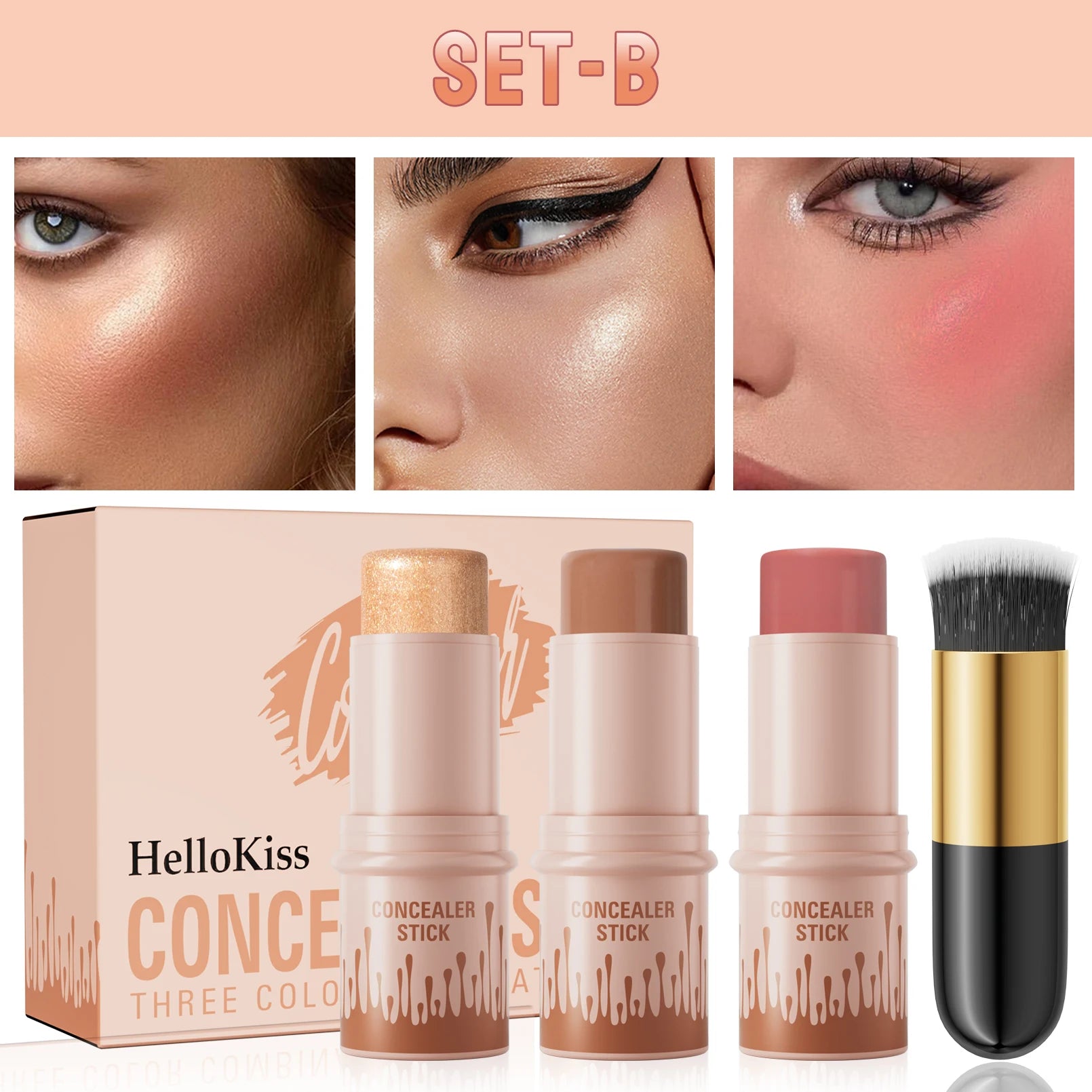 Contour Stick Set Natural Matte Finish Highlighters Shadow Waterproof Contouring Wand V-face Shaping Contour Pen Face Makeup Qme 9507B-020English
