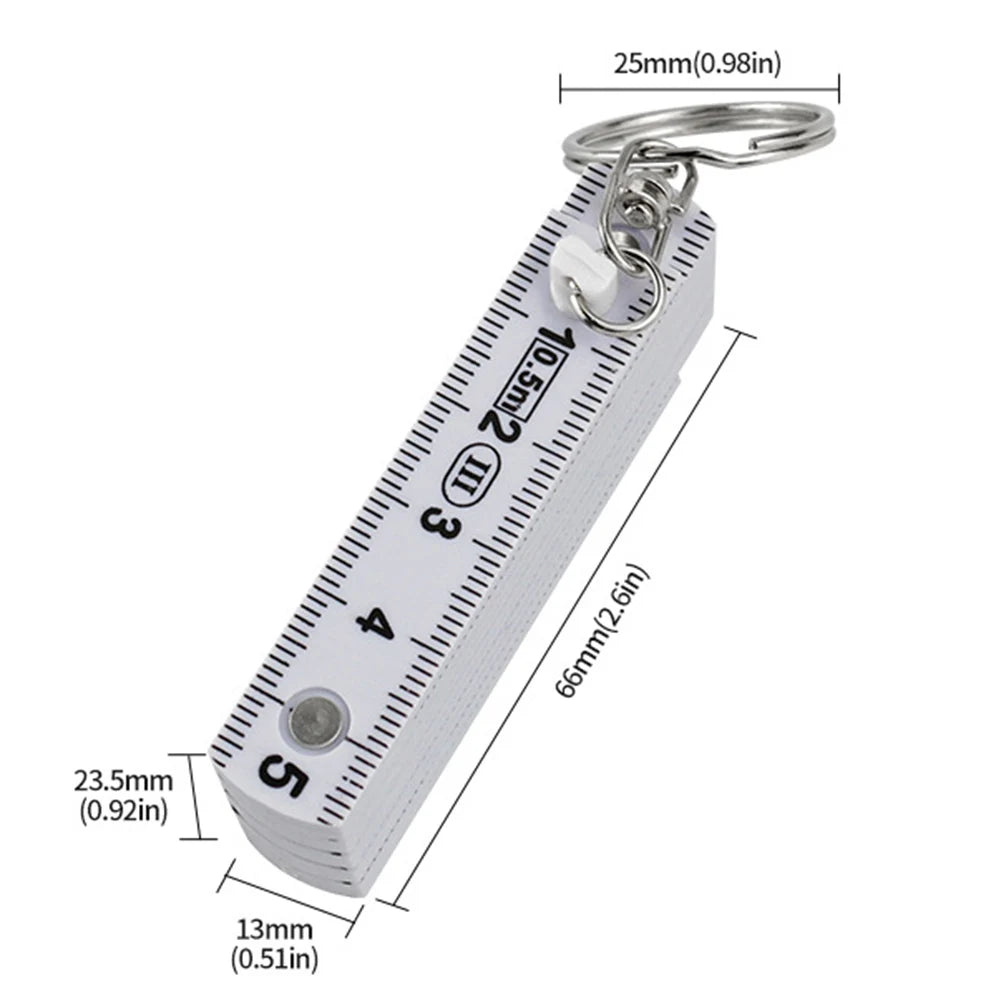 1Pcs 0.5 Meter Folding Ruler Keychain Plastic High Precision Portable Folding Ruler For Woodworking Bricklaying Measuring Tool Qme
