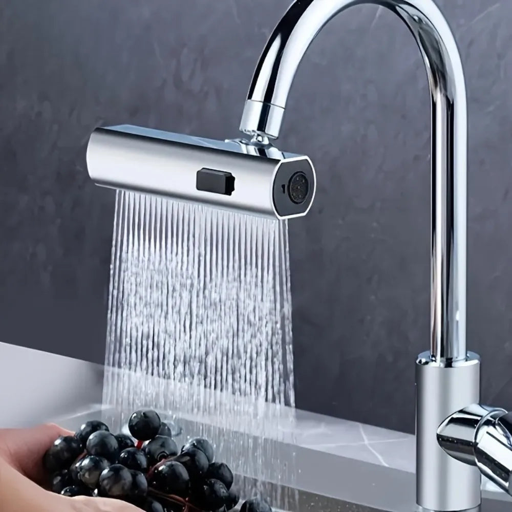 3 Gear Waterfall Kitchen Faucet Universal Splash Proof Extension Saving Nozzle 360 ° Rotating Bubbler Boosting Extended Faucet Qme