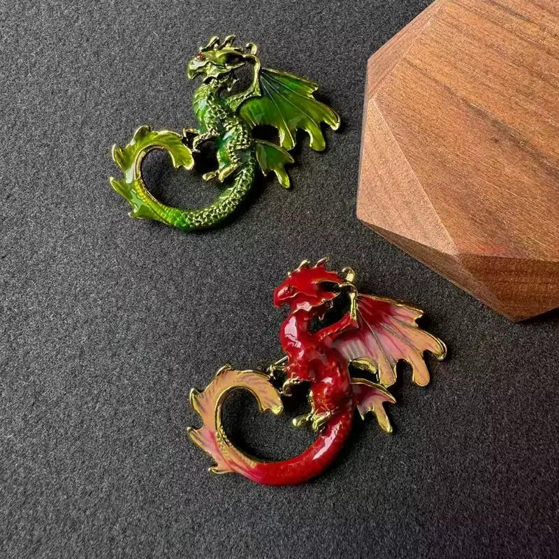 Vintage Enamel Dragon Brooch With Vibrant Multicolor Design And Fine Craftsmanship For Daily Wear Cosplay Fashion Jewelry Gifts Qme