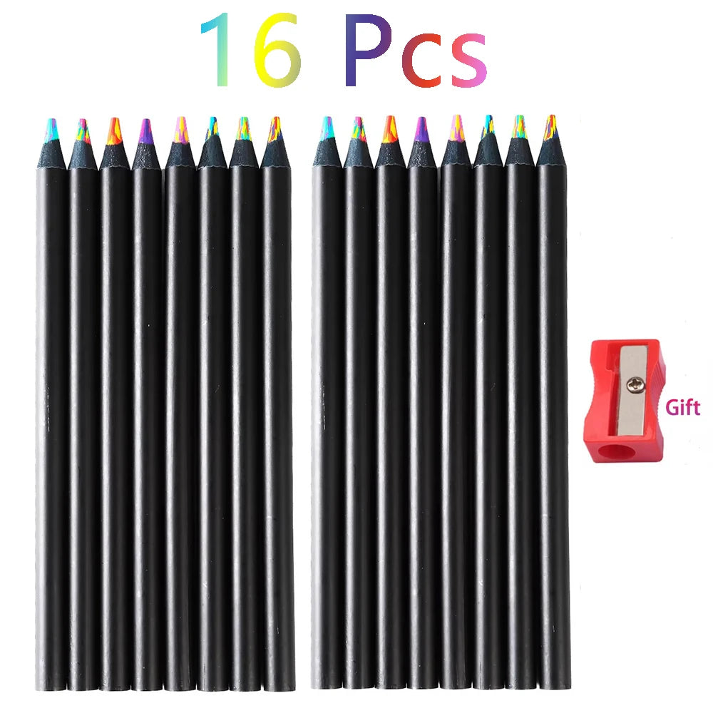 8/16/24Pcs Rainbow Pencils,Dreamy Gradient Colors - No Dust, Line 2 mm, Suitable for Professional Painting and Art Purposes Qme 16 colors