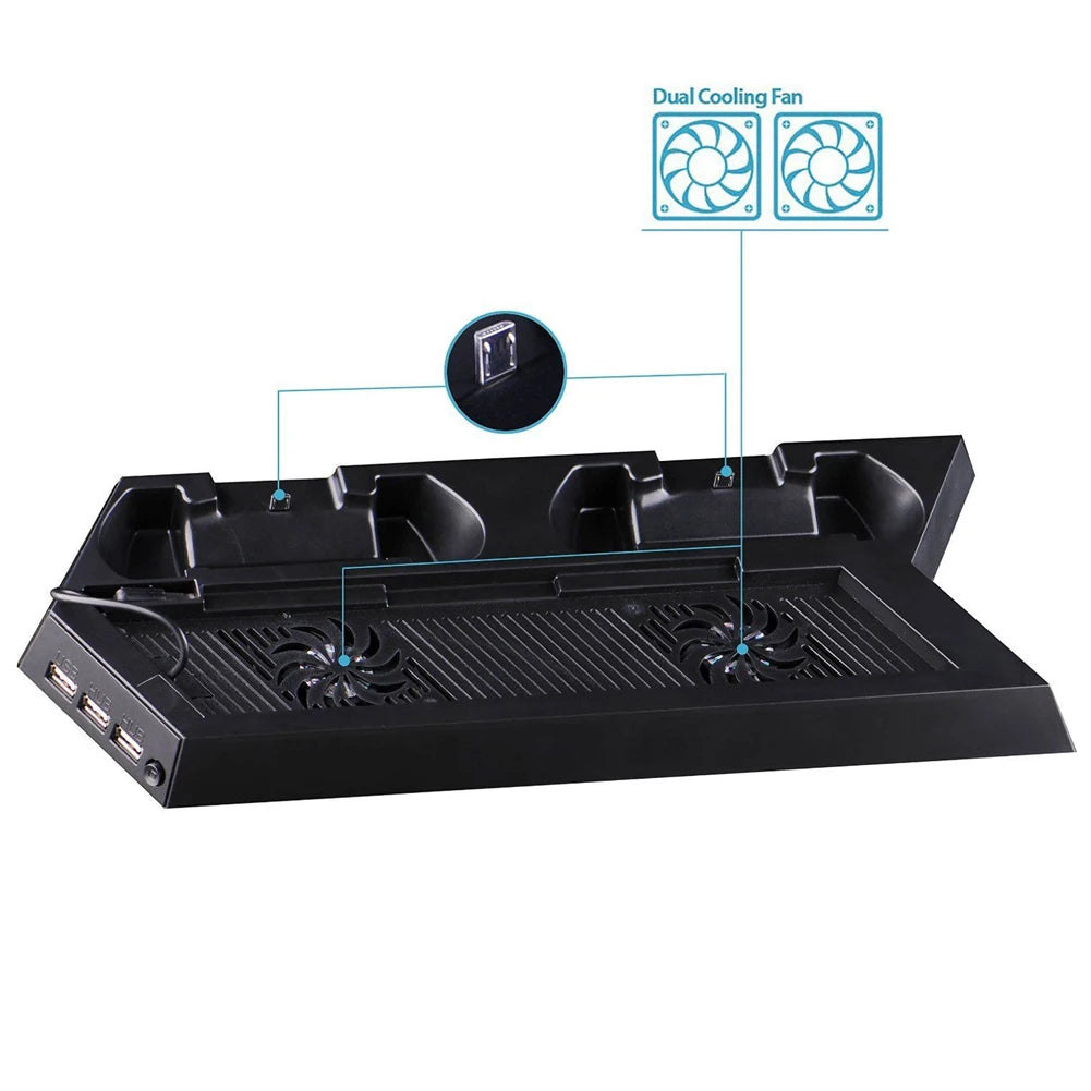 For Vertical Cooling Station Fast Controller Charger Charging Station Dock Cooling Fan & Charging Stand for Playstation 4 Qme