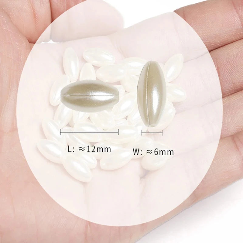 200pcs Long Oval ABS Imitation Pearl Beads White Plastic Loose Spacer For DIY Jewelry Bracelets Necklaces Crafts Making Wedding Qme