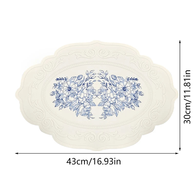 Silicone Carved Dining Mat Retro Pattern Table Floral Placemat Qme A2 1pc
