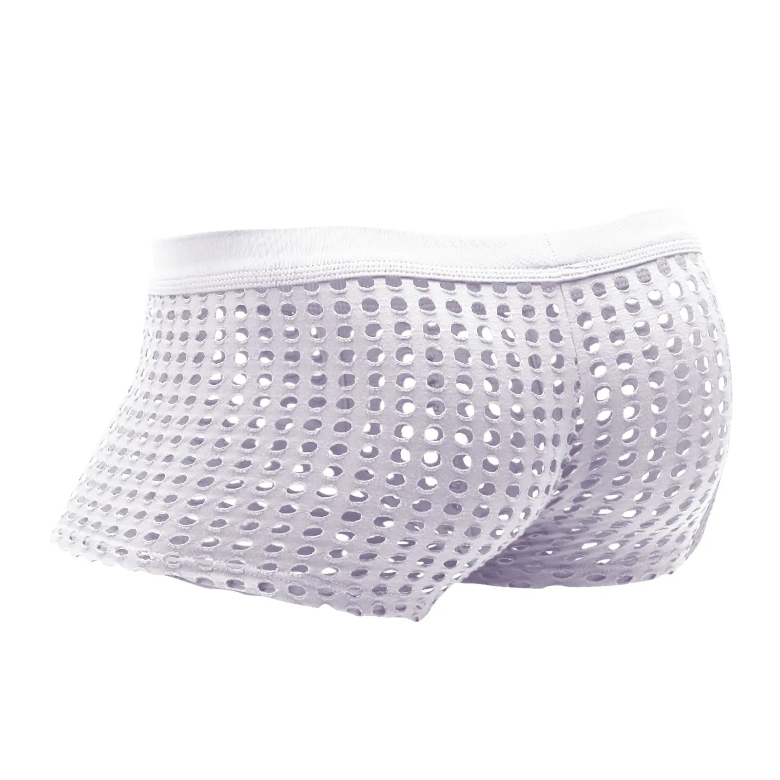 See-through Sexy Mens Mesh Hollowed Out Shorts Underwear Breathable Loose Comfortable Erotic Thongs Qme