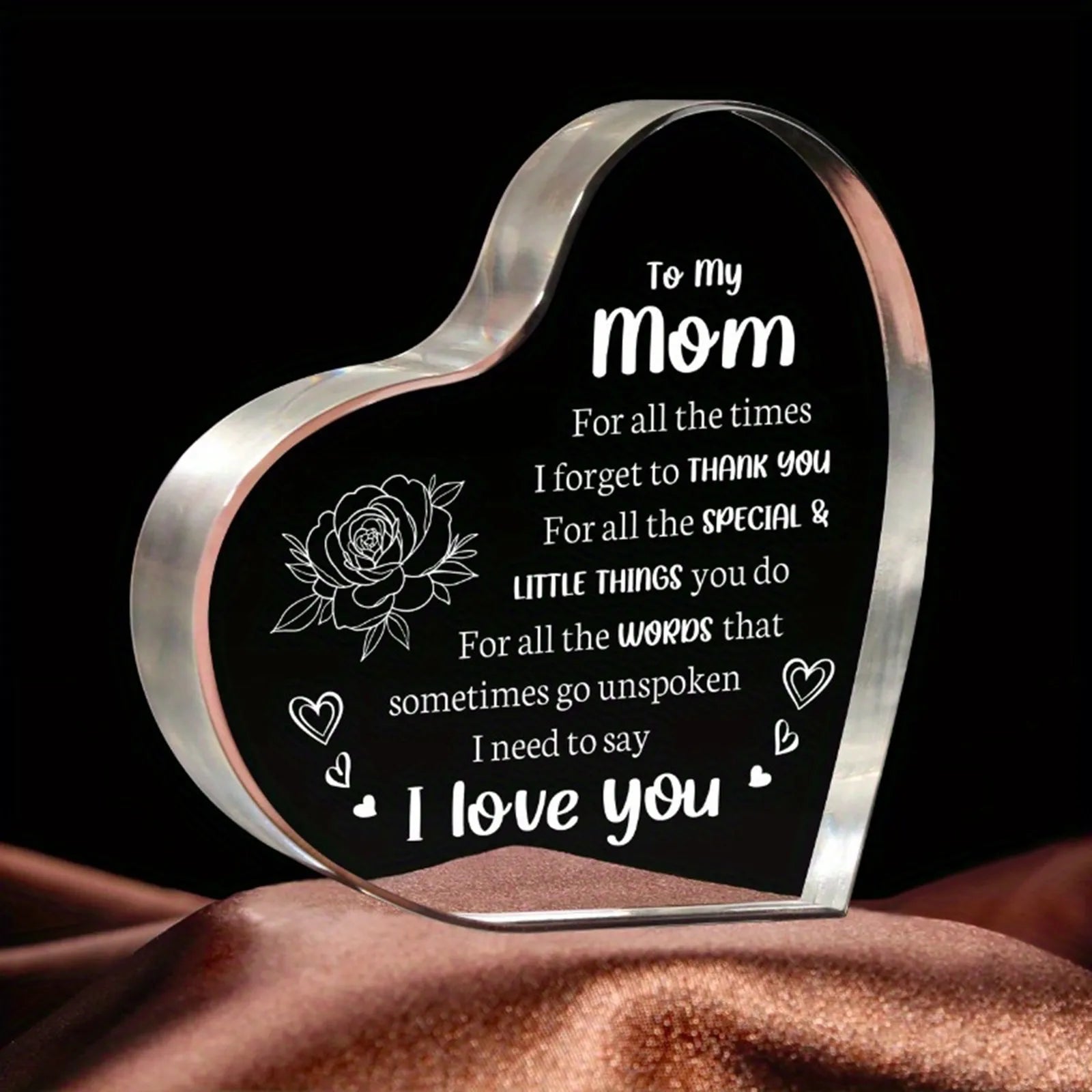 3D Acrylic Heart-Shaped Sign Souvenir Ornaments Home Office Decoration Holiday Birthday Mother Day Gift for Mom Qme multicolour One Size