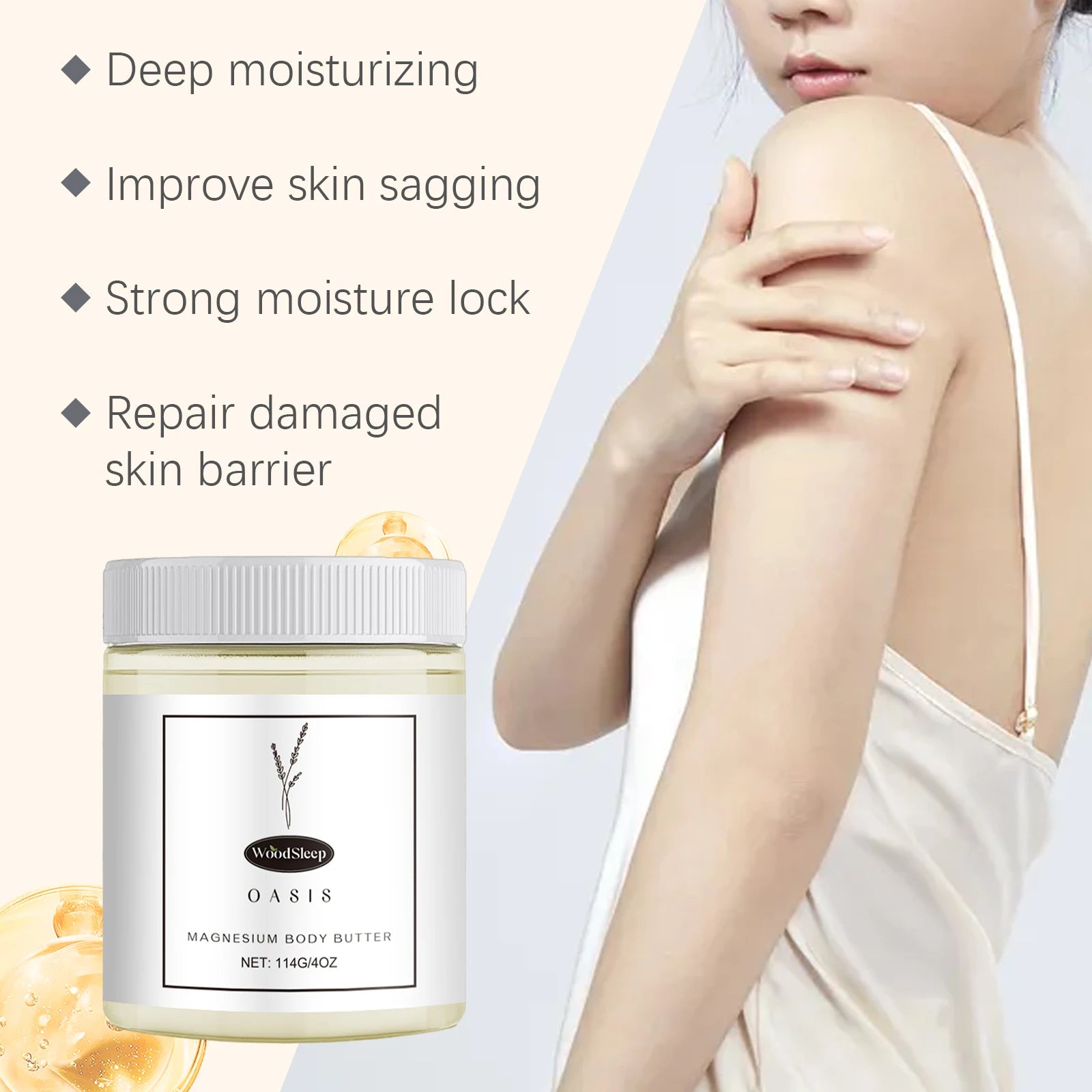 Shea Butter Body Lotion Moisturizing Magnesium Body Butter Nourishing Skin Soft Smooth Soothes Muscles Body Skincare Cream Qme