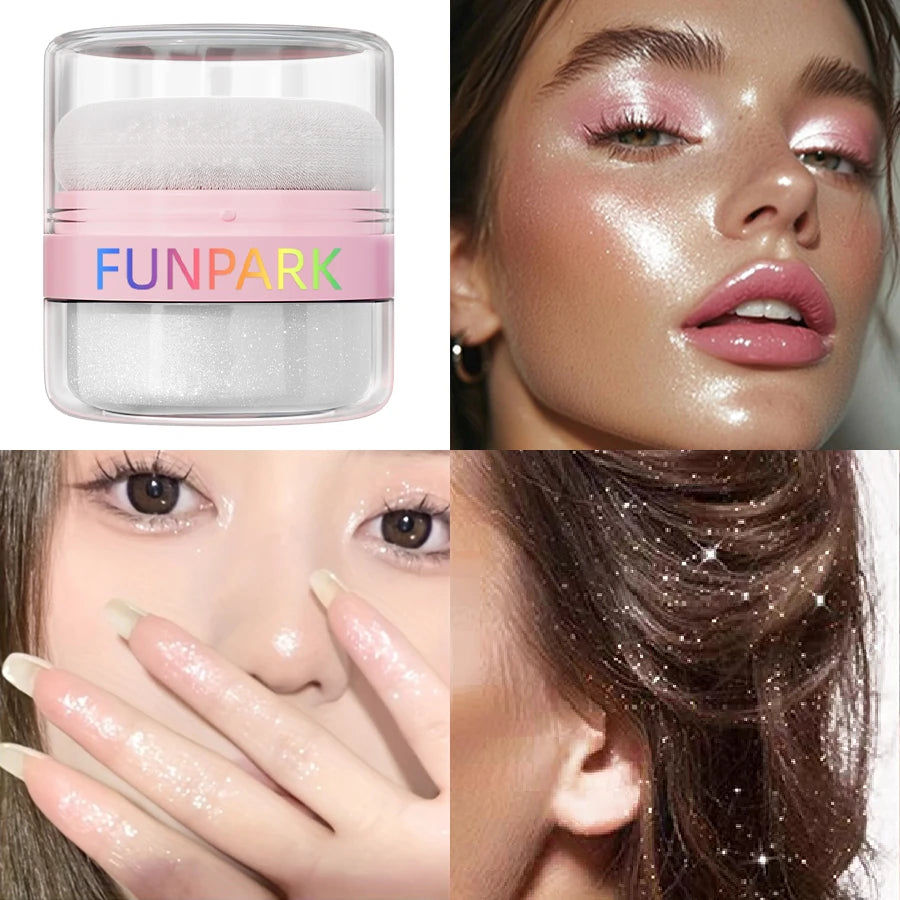 Highlighter Powder Brightens Face Puff Highlight Shadow Body White Qme