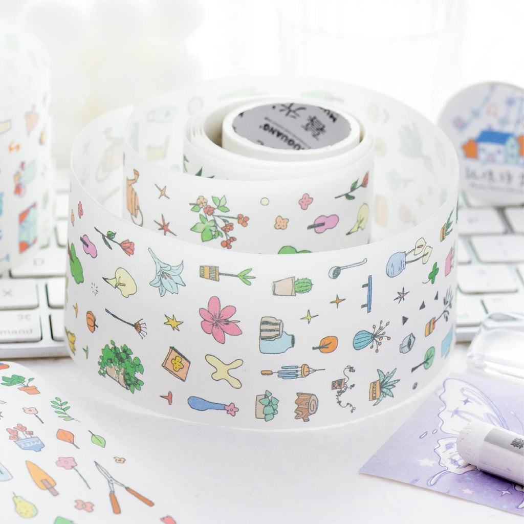 200cm/Roll INS Cartoon Masking Tapes Daily Life Decorative Label Stickers for Journal Scrapbooking Diary Album Stationery Tape Qme