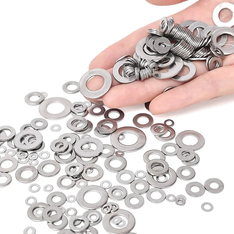 ^180Pcs Stainless Steel Washers O Ring Fasteners Gasket Set Assortment Kits M2 M2.5 M3 M4 M5 M6 M8 M10 Flat Washer Grommets Qme