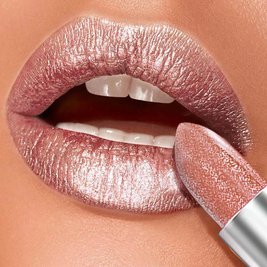 Metallic Lipstick Longlasting Glitter Lip Glaze Waterproof Moisturize Qme
