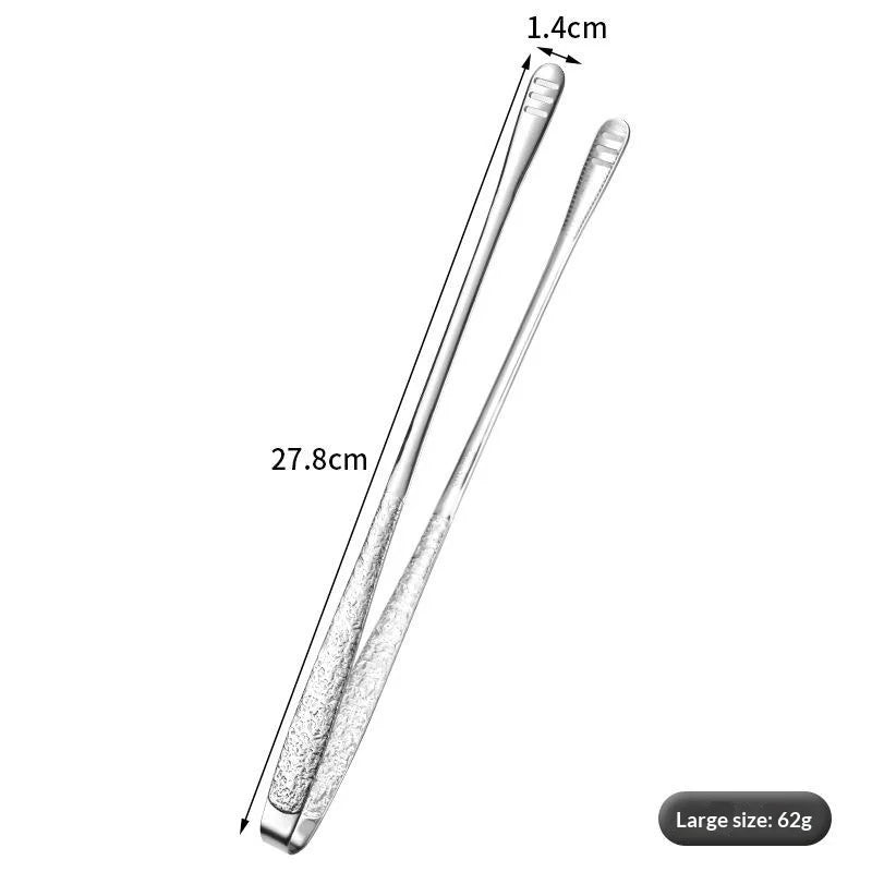 Stainless Steel Barbecue Tongs Kitchen Vegetable Reusable Meat Qme Silver 28cm