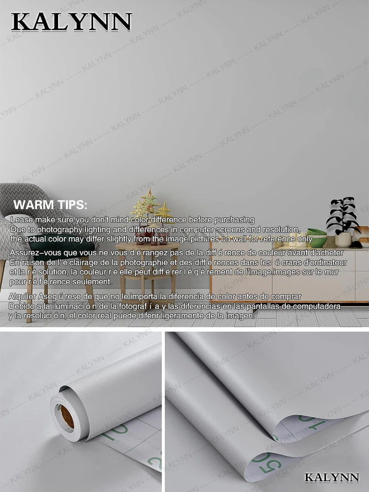 Vinyl Peel Stick Stickers PVC Self-adhesive Wallpaper Wall Furniture Qme Light Gray 200cmx55cm