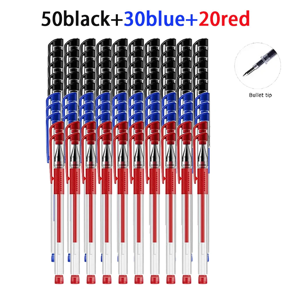 20-100Pcs Minimalist Gel Rollerball Pens Multi-purpose Smooth Writing Gel Pens Office Student Daily School Stationery Supplies Qme 50black 30blue 20red